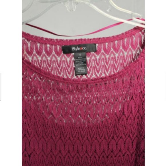 Style + Co Raspberry Pink Lace Top + Cami Set S - Picture 5 of 5